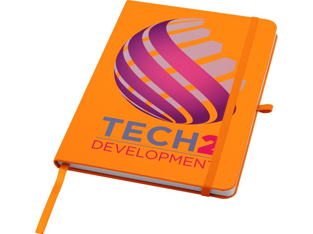 Teak блокнот А5 из переработан. материала в твердой обложке с линован. страницами - Оранжевый