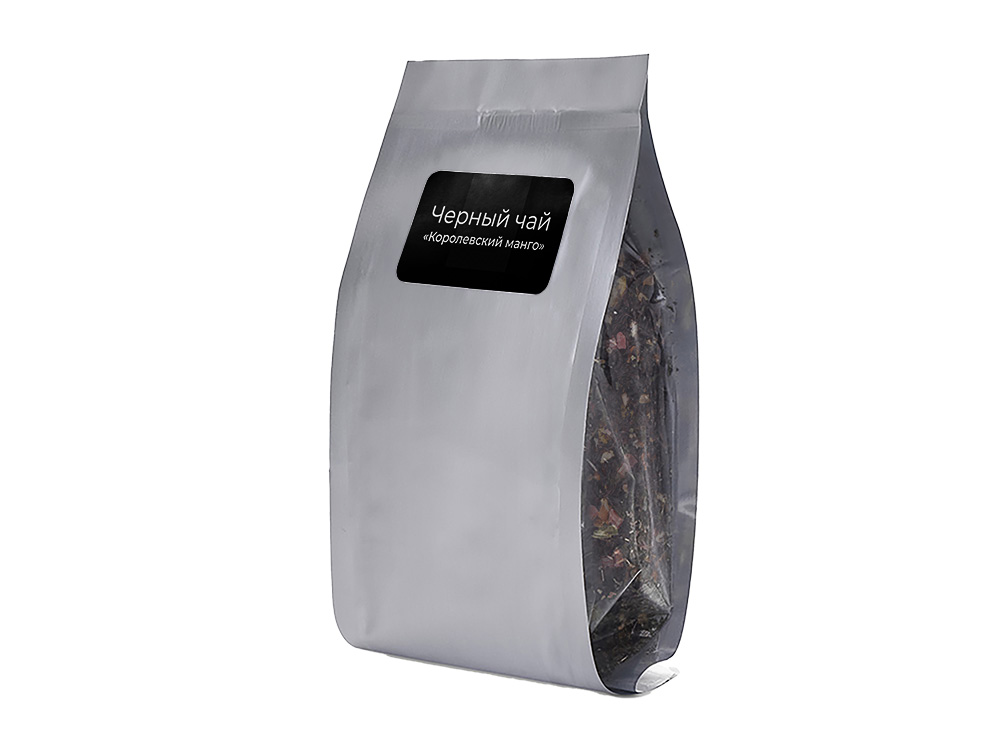 Чай черный Королевский манго с ананасом,50 гр.,серебристый матовый пакет с нашей этикеткой лицевой