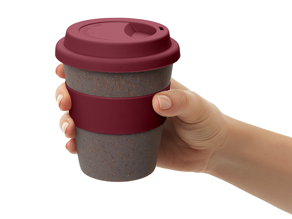 Стакан с силиконовой крышкой Cafe, burgundy