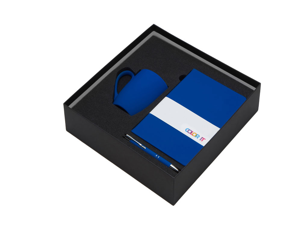 Подарочный набор с блокнотом С1, металлической ручкой и кружкой, синий