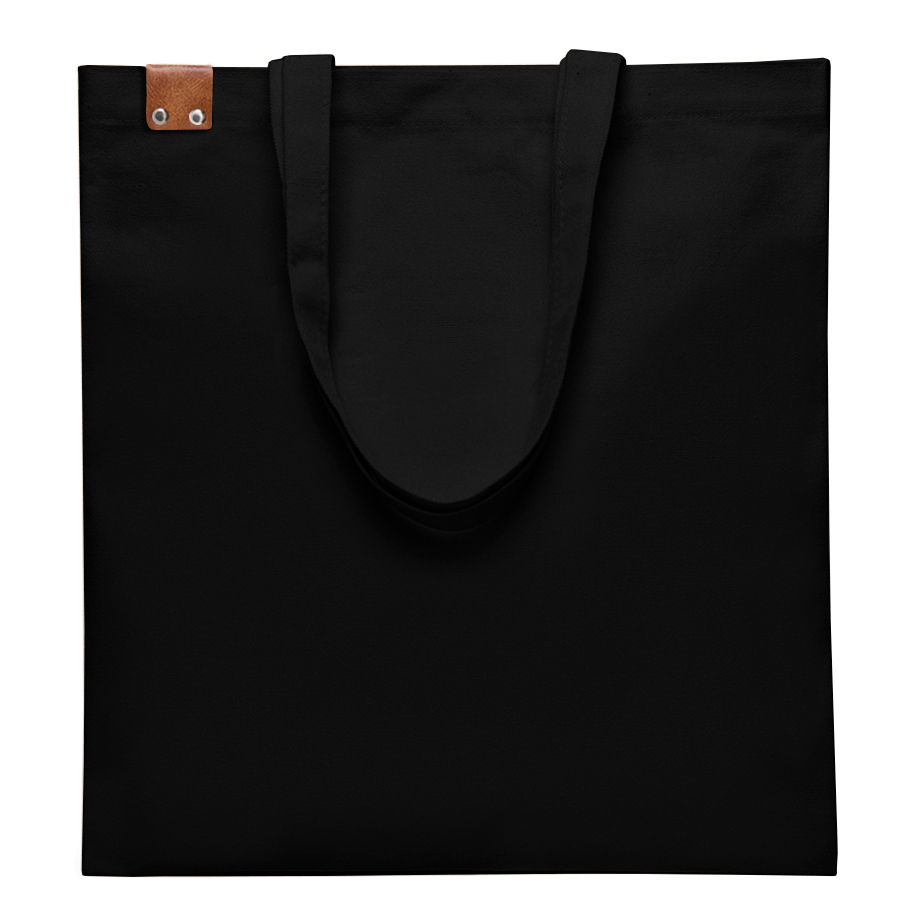 Сумка для покупок IVORY 325 г/м² с PU нашивкой, чёрный/коричневый