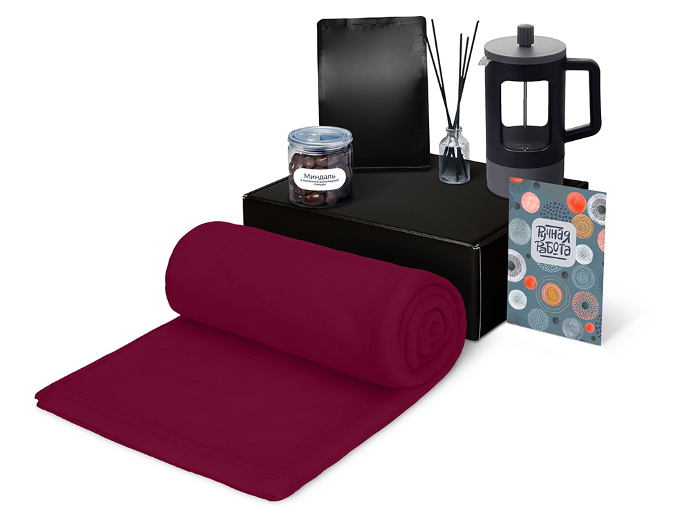 Подарочный набор Re:y. Vive с пледом, френч-прессом и кофе Подарочный набор Re:y. Vive с пледом, френч-прессом и кофе