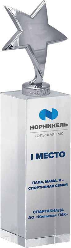 Награда из стекла с цветной печатью