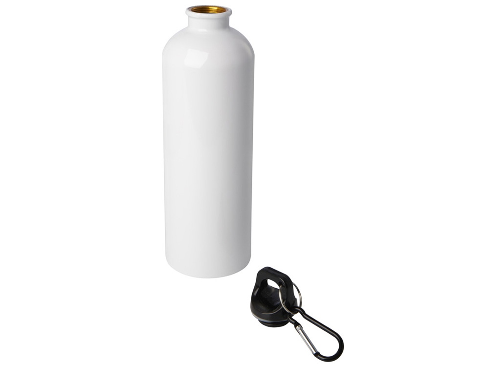 Одностенная бутылка для воды с карабином Oregon, изготовленная из нержавеющей стали, сертифицированной по стандарту RCS, объемом 750 мл - Белый