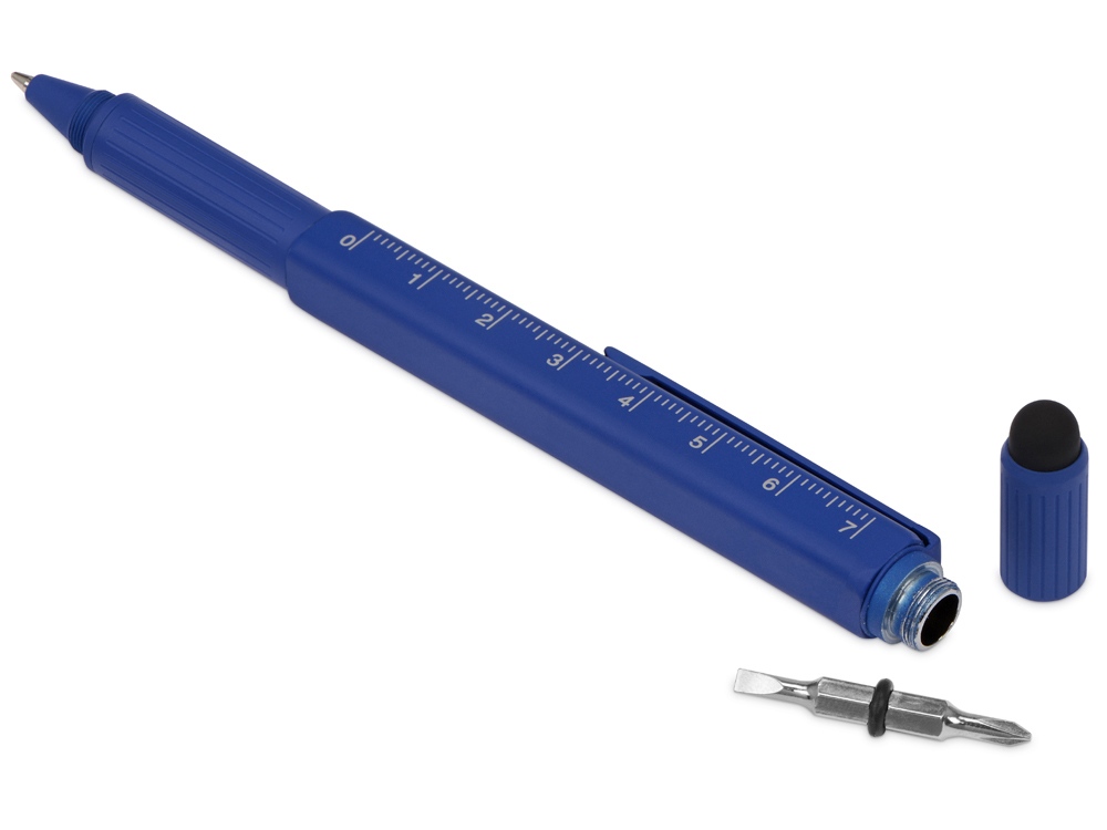 Ручка шариковая металлическая Tool, синий. Встроенный уровень, мини отвертка, стилус (Р) Ручка шариковая металлическая Tool, синий. Встроенный уровень, мини отвертка, стилус (Р)