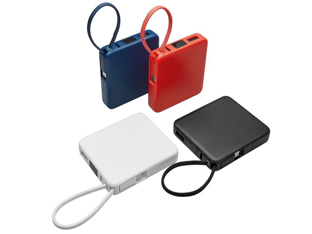 Внешний аккумулятор со встроенным кабелем USB-C Дэнси, 5000 мАч, темно-синий