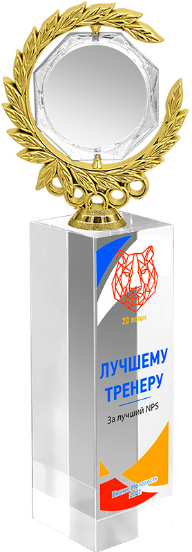 Награда из стекла с цветной печатью