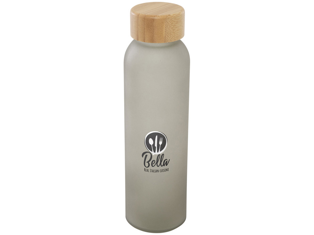 Lume бутылка из матового содово-известкового стекла объемом 500 мл с бамбуковой крышкой - Серый