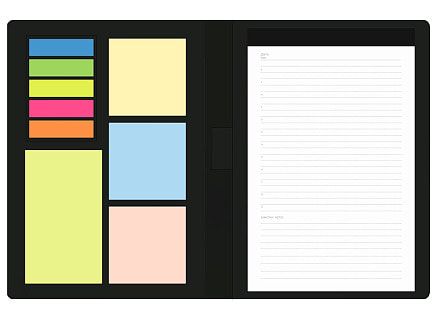 Блокнот А5 Tasmania, в твердой обложке со стикерами в линейку, черный