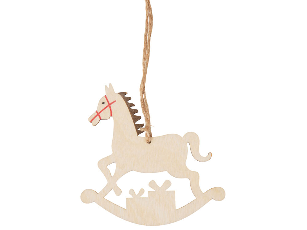Деревянная подвеска на елку «Poni», натуральный