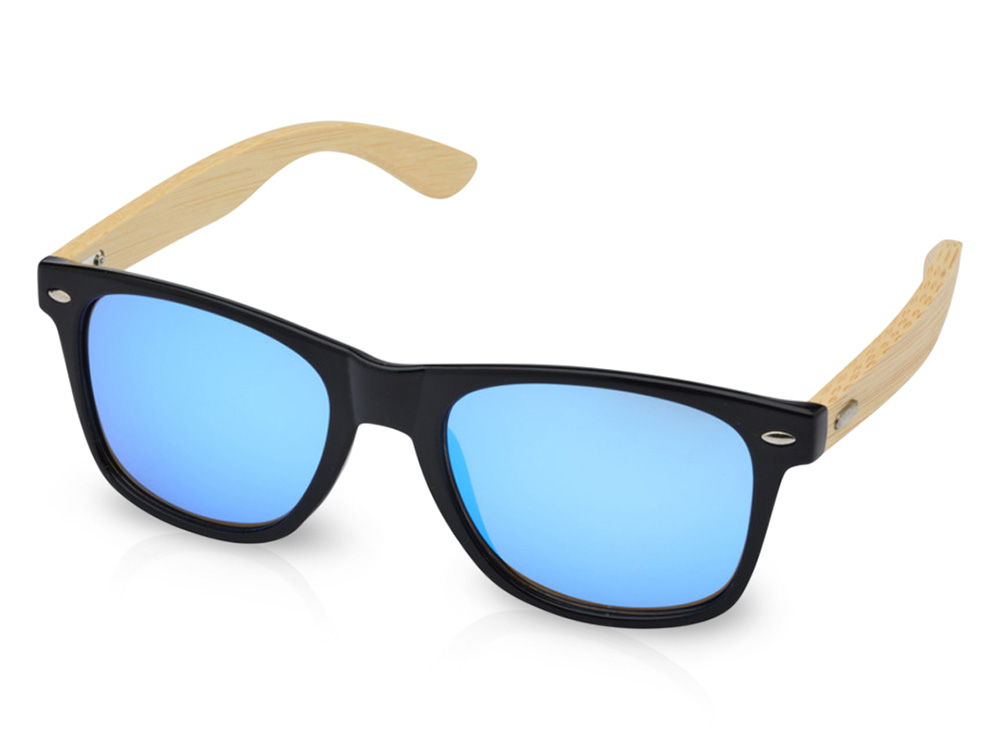 Солнцезащитные очки Hue с бамбуковыми дужками - Cиний / Натуральный
