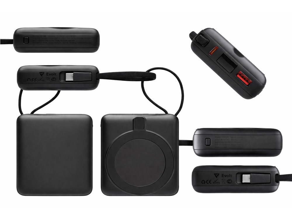 Магнитный беспроводной внешний аккумулятор c подсветкой лого Энчант, 10000 мАч, черный