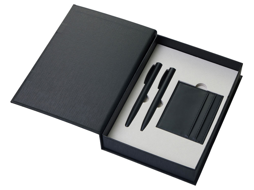 Подарочный набор Goethe с блокнотом А5, 2-мя ручками и картхолдером, черный