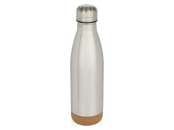 Бутылка для воды Cove из нержавеющей стали с двойными стенками и вакуумной изоляцией, объемом 500 мл, с пробковыми деталями - Matted silver Бутылка для воды Cove из нержавеющей стали с двойными стенками и вакуумной изоляцией, объемом 500 мл, с пробковыми деталями - Matted silver