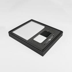 Набор подарочный POINT: ежедневник, ручка и power bank в коробке  с ложементом
