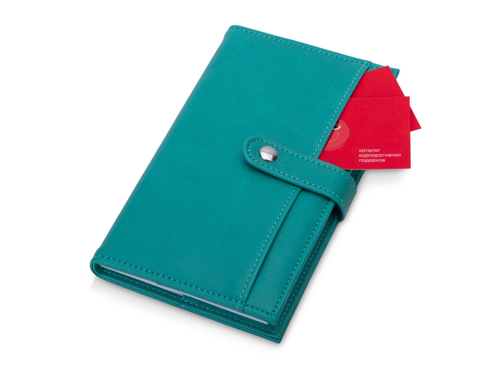 Блокнот-кошелек с сменным блоком А6 Wall Street, 64 листа, бирюзовый