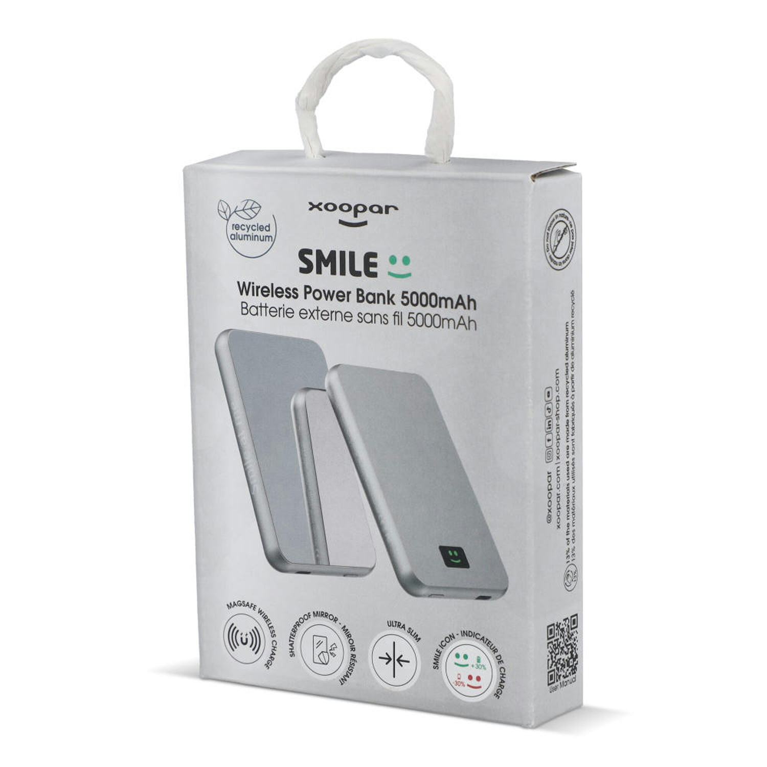 Внешний беспроводной аккумулятор Xoopar Smile с MagSafe и зеркалом, 5000 мА·ч
