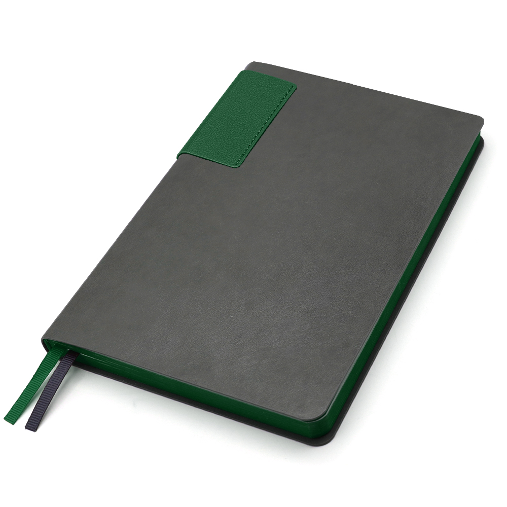 Ежедневник A5 недатированный Molfetta в мягком переплёте, серый/тёмно-зеленый