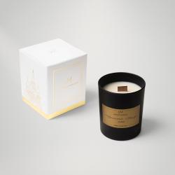 Ароматическая свеча в черном стакане, Баккарат: жасмин и миндаль, амбра, 250 мл, черный