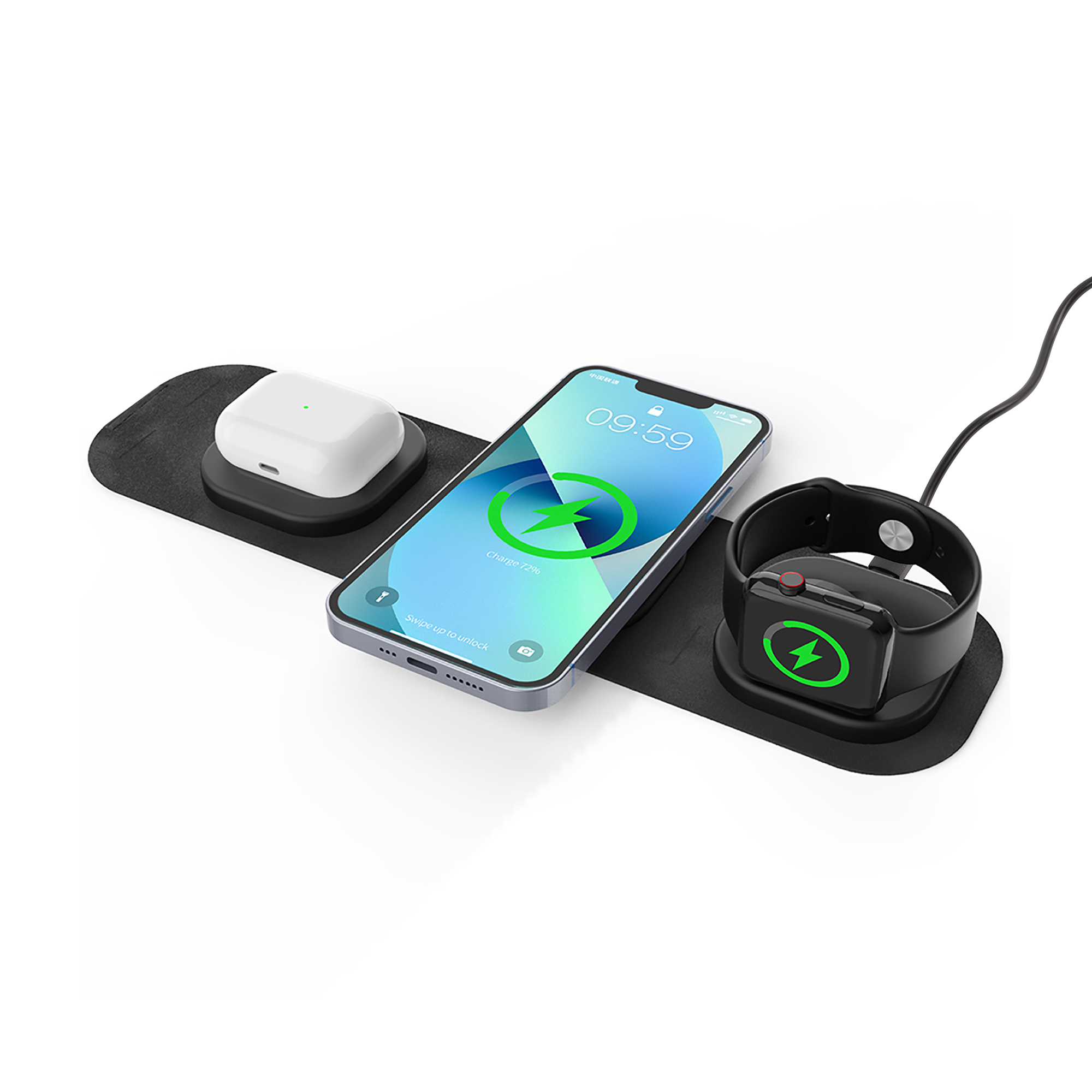 Складная беспроводная (15W) зарядная станция "Magic Case" с MagSafe для смартфона, часов и наушников Складная беспроводная (15W) зарядная станция "Magic Case" с MagSafe для смартфона, часов и наушников