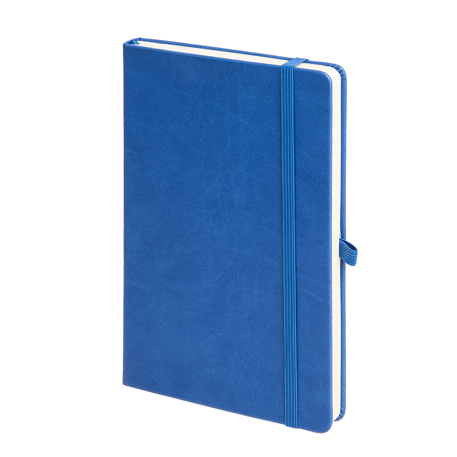 Бизнес-блокнот "Justy", 130*210 мм, синий, твердая обложка,  резинка 7 мм, блок-линейка