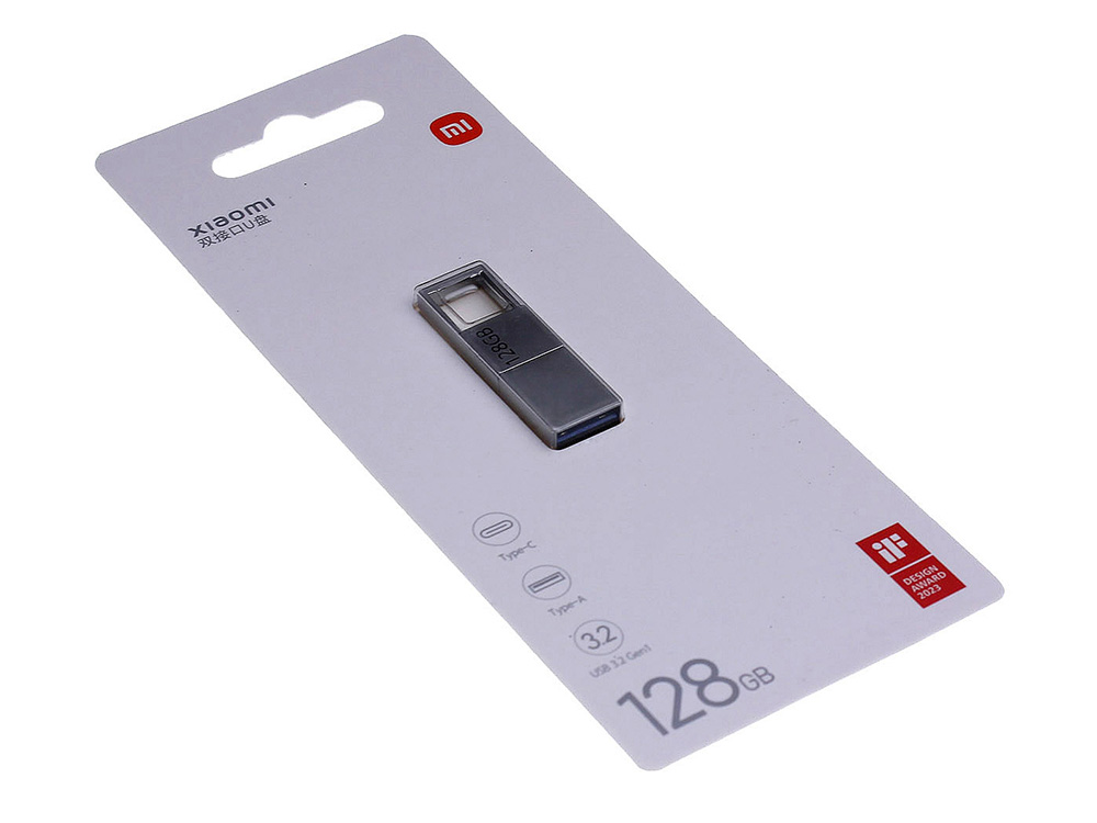 USB 3.0-флешка на 128 Гб с разъемами USB-A и Type-C, серебристый
