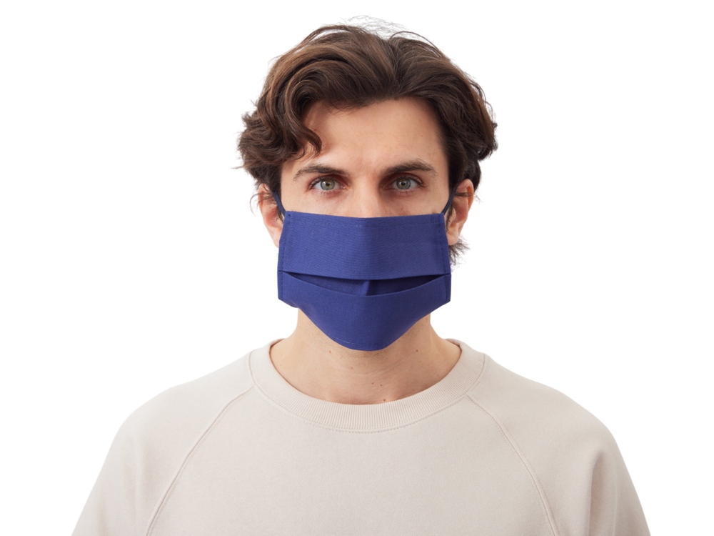 Маска для лица многоразовая из хлопка, синий