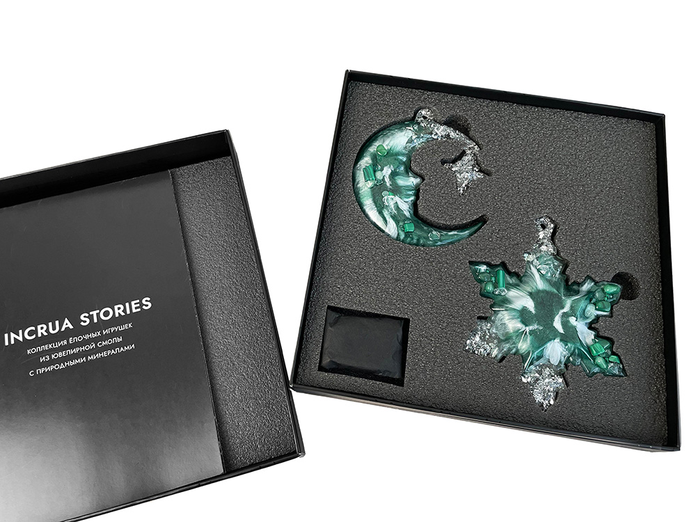 Елочные игрушки (Полумесяц+Снежинка) Авантюрин зеленый