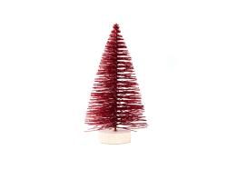 Новогоднее украшение Елочка Красная из полипропилена на подставке из древесины сосны / 12x6x6см