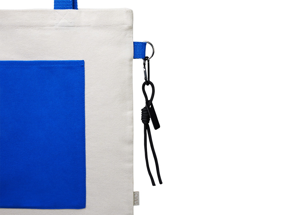 Сумка для покупокTopiс из переработанных материалов с наружным цветным карманом, синий Сумка для покупокTopiс из переработанных материалов с наружным цветным карманом, синий