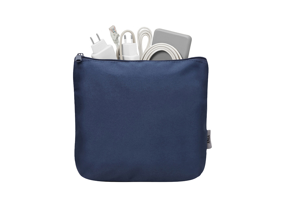 Органайзер для электроники и проводов Amalia из полиэстера 300D с подкладкой, темно-синий