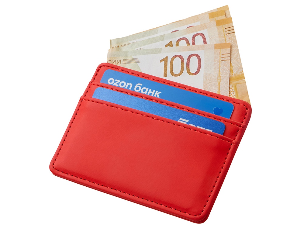 Картхолдер для двух карт и наличных денег с зажимом Crave, красный