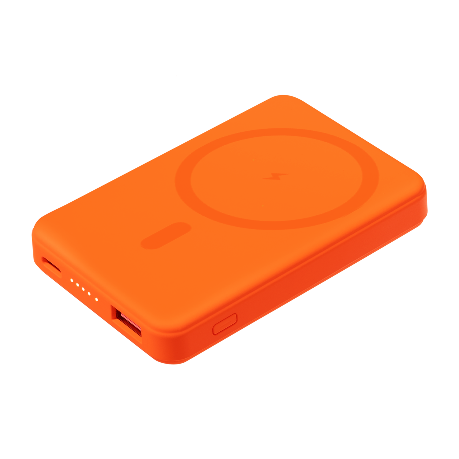 Внешний аккумулятор Ларго PD (Largo PD) 5000mAh с функцией беспроводной зарядки 15W, оранжевый Внешний аккумулятор Ларго PD (Largo PD) 5000mAh с функцией беспроводной зарядки 15W, оранжевый