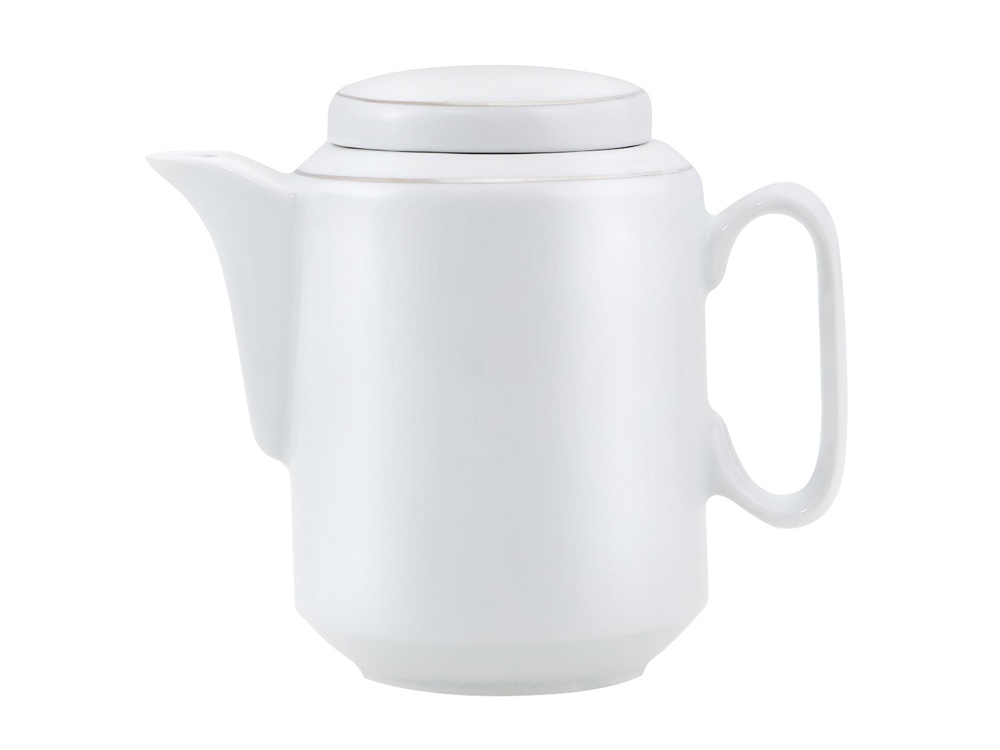 Чайный набор с подстаканником и фарфоровым чайником ЭГОИСТ-М, серебристый/белый