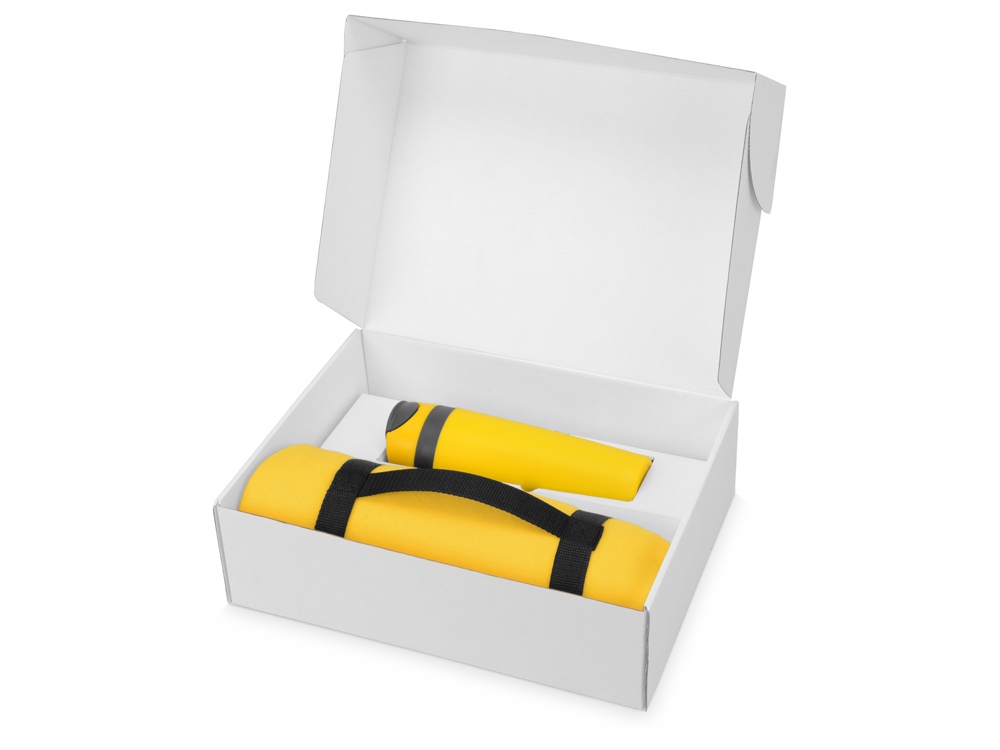 Подарочный набор Cozy с пледом и термокружкой, желтый