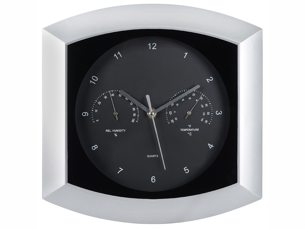 Погодная станция настенная Кусто, серебристый/черный (Р) Погодная станция настенная Кусто, серебристый/черный (Р)