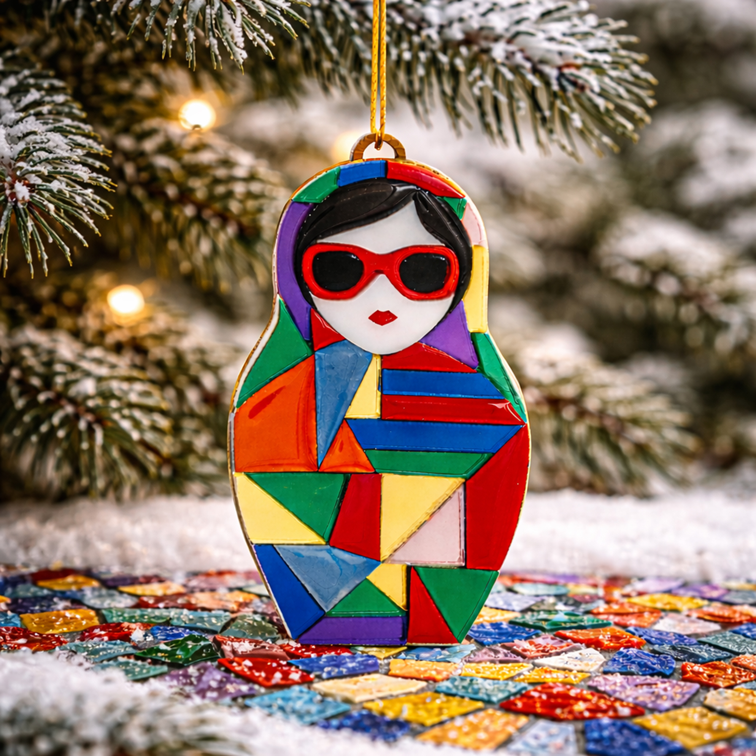 Ёлочная игрушка Матрешка с мозаикой (разноцветный) Ёлочная игрушка Матрешка с мозаикой (разноцветный)