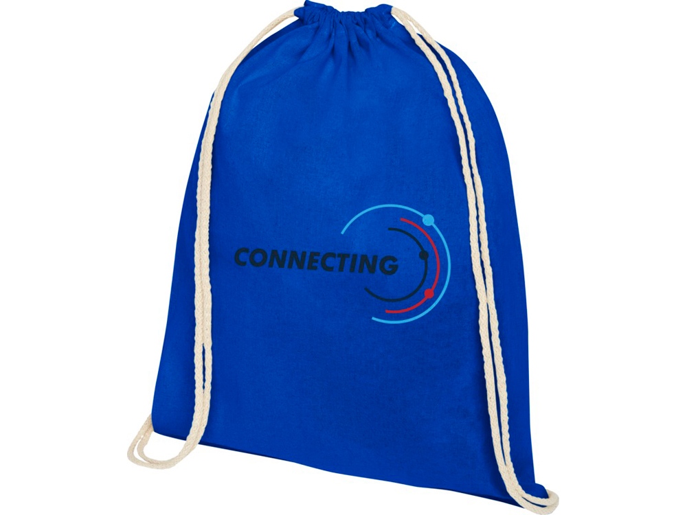 Рюкзак со шнурком Oregon из хлопка плотностью 140 г/м², синий