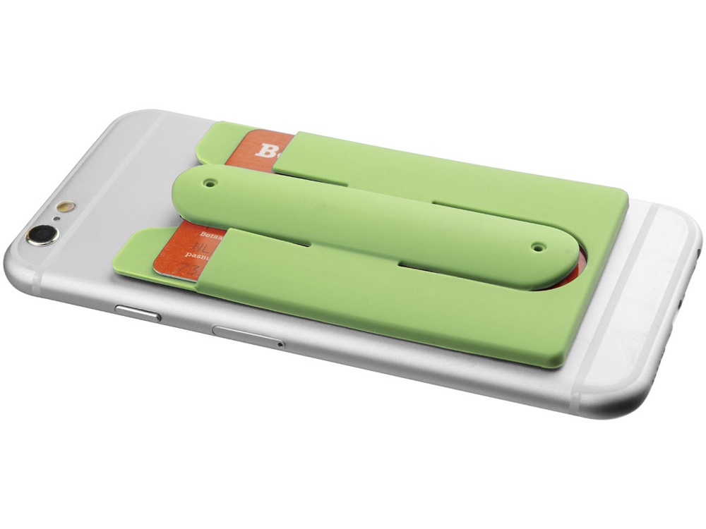 Проводные наушники и силиконовый бумажник для телефона