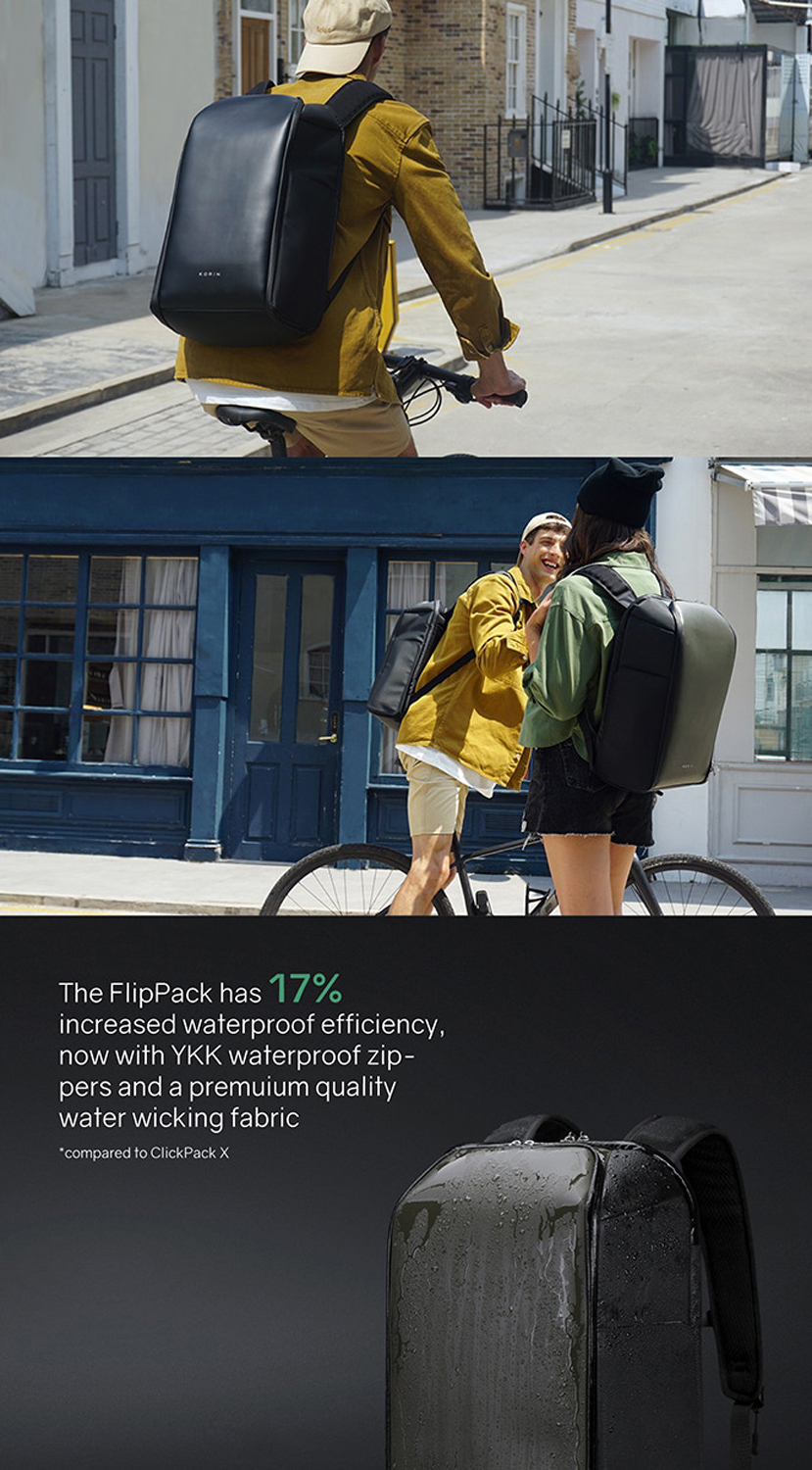 Рюкзак KORIN FlipPack 47х30х17 см, зеленый/черный