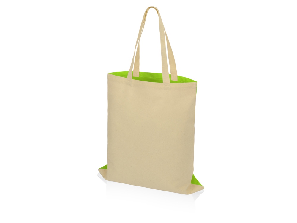 Сумка для шопинга Twin двухцветная из хлопка, 180 г/м2, зеленое яблоко/натуральный Сумка для шопинга Twin двухцветная из хлопка, 180 г/м2, зеленое яблоко/натуральный