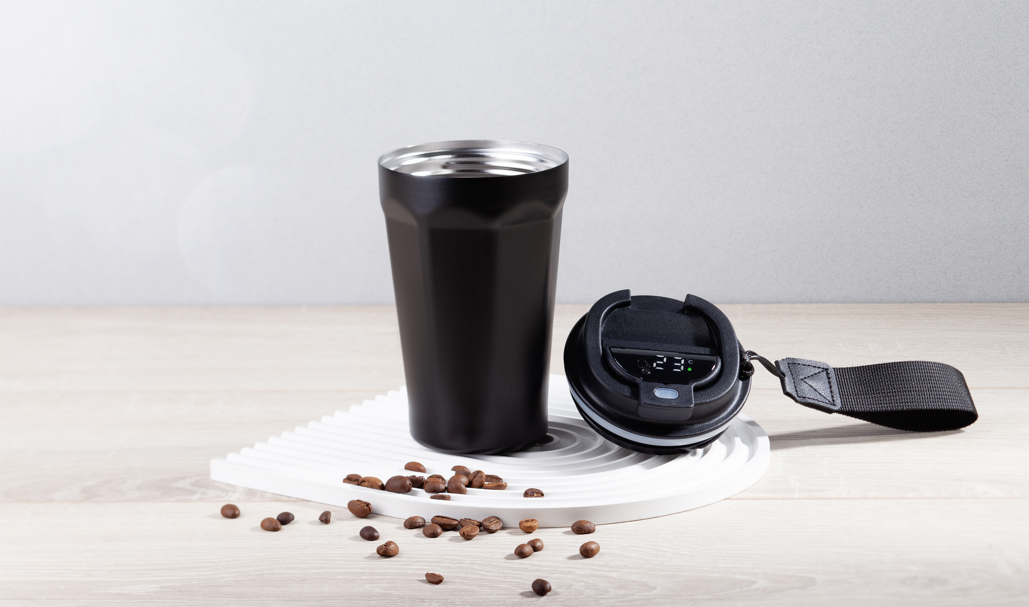 Термостакан "Legend_Вояж" 390 мл с индикацией температуры, покрытие пудра Термостакан "Legend_Вояж" 390 мл с индикацией температуры, покрытие пудра