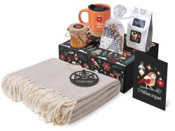 Подарочный набор c пледом, кружкой и вареньем, оранжевый