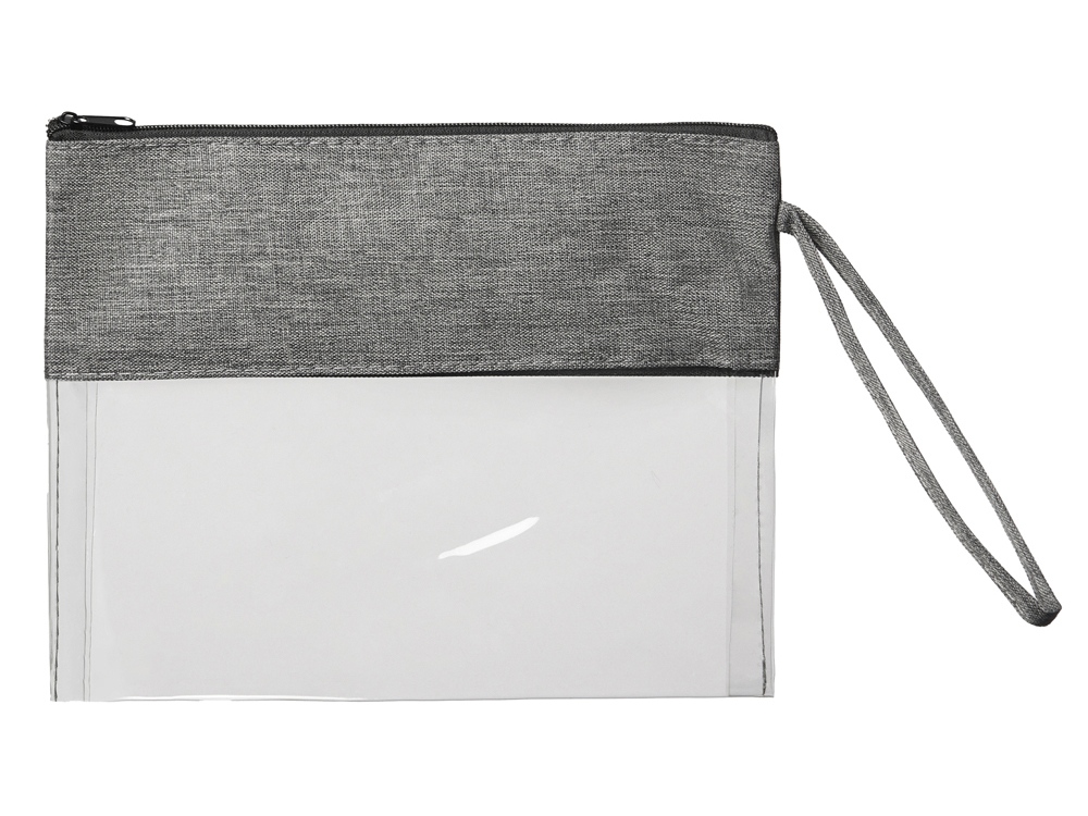 Косметичка из PVC и ткани Leony, прозрачный/темно-серый