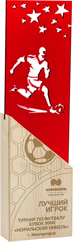 Акриловая награда с лазерной гравировкой футбол