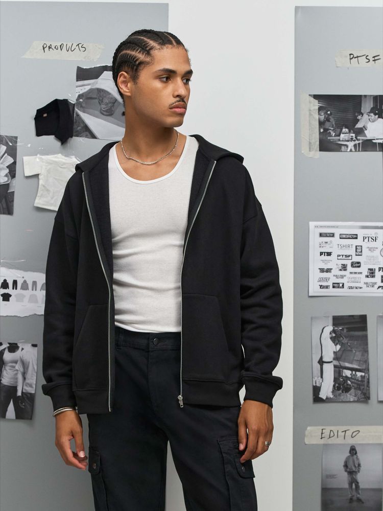 Толстовка унисекс на молнии Jelo, черная Толстовка унисекс на молнии Jelo, черная