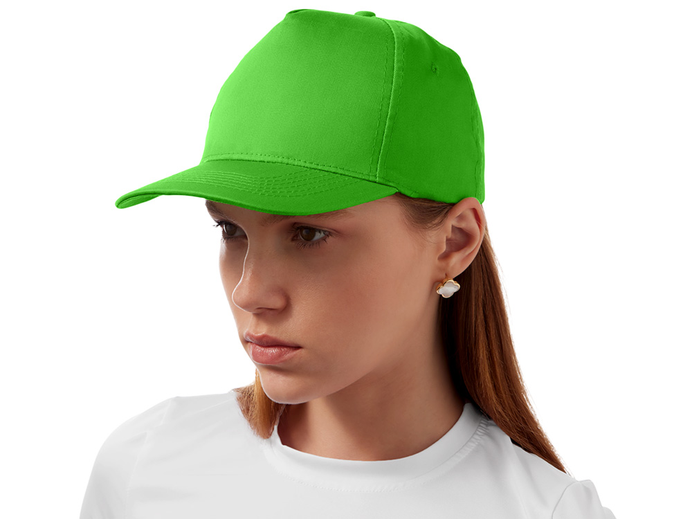 Бейсболка Mix 5-ти панельная 180 гр, зеленое яблоко