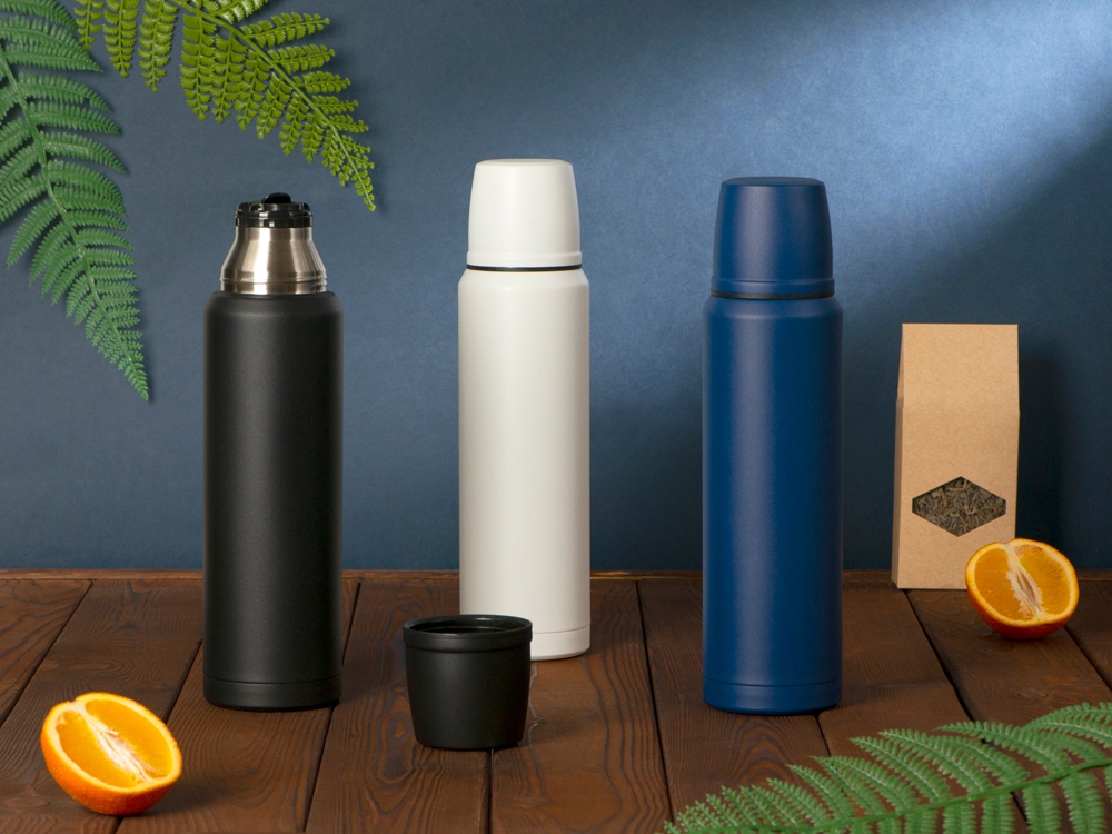 Термос с чашей и двойными медными стенками Stern, 1 л, белый