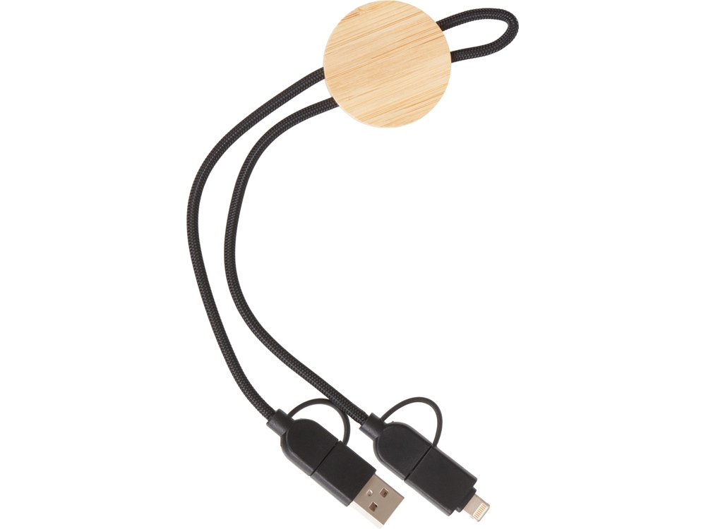 Универсальный зарядный кабель из переработанных ПЭТ и ТПЕ Acalypha, быстрая зарядка 25 Вт, черный