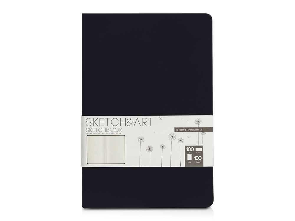 Скетчбук Sketch & Art в твердом переплете 143х216 мм, 100 л. бежевой бумаги 100 г/м2, черный